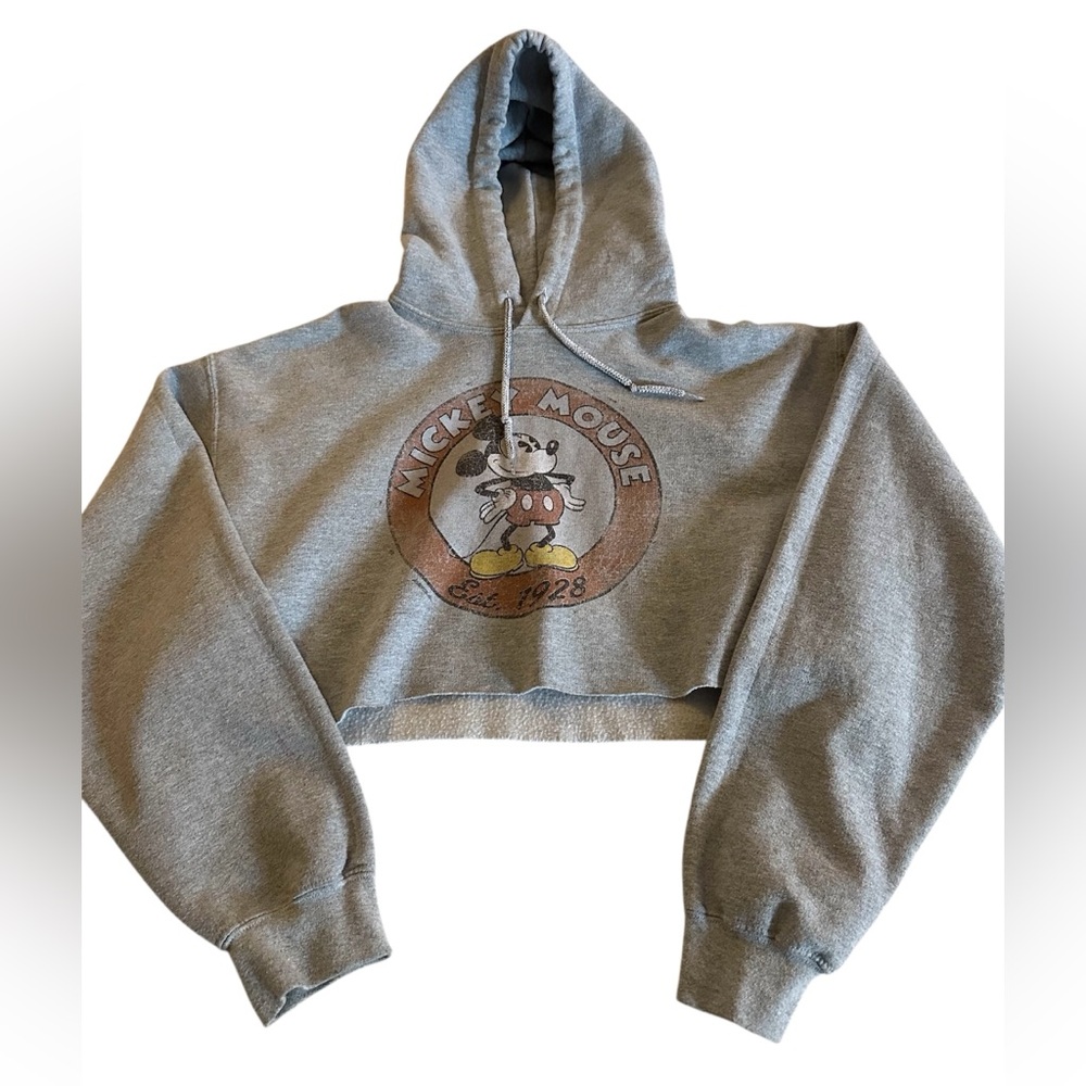 Women’s Teens Vintage y2k Cropped Disney Mickey Mouse Pullover Hoodie Sweatshirt